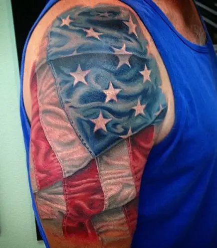 American Flag Tattoo Shoulder Tattoo  Veteran Ink