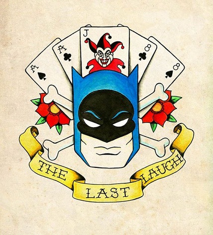 Batman and card tattoos design