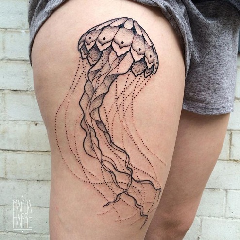 Small Blue Jellyfish Tattoo Idea