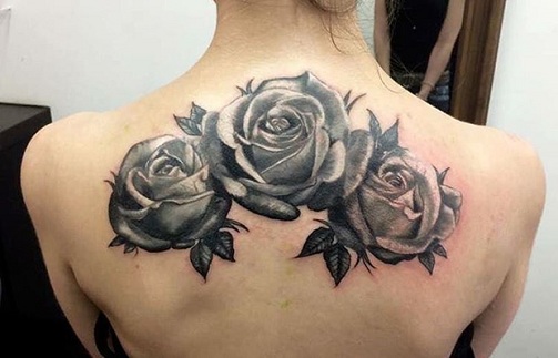Black Flower Rose Tattoo Design