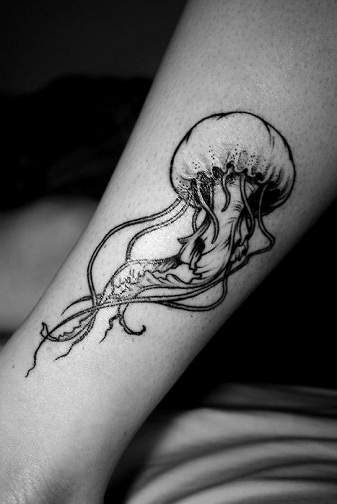 Black and White Pattern Jellyfish Tattoo