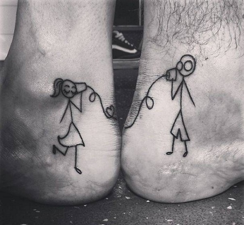 Boy & Girl Matching Line Tattoo