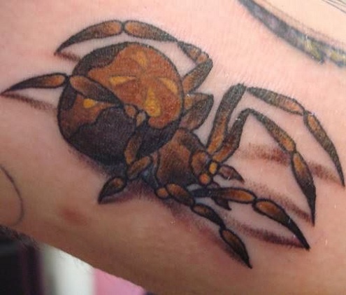 Brown Ink Spider Tattoo