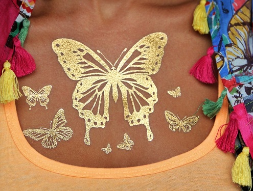 Butterfly Design Metallic Tattoo