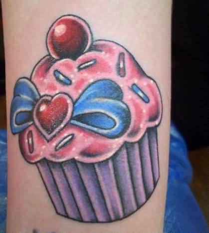 Cherry Cupcake Style Tattoo