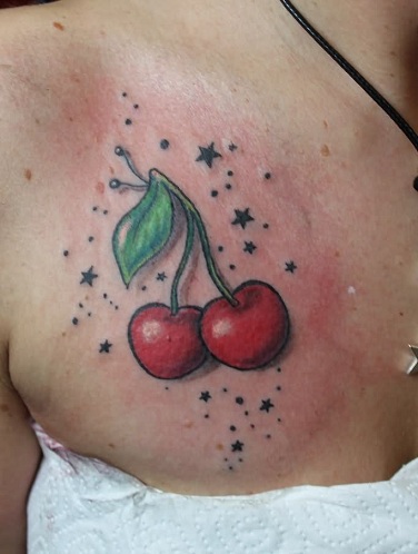 Cherry with Star Pattern Tattoo
