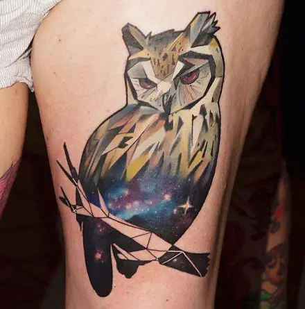 Cosmic Galactic Owl Tattoo