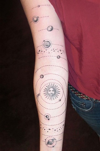 Cosmos Tattoo – Sun and Solar System