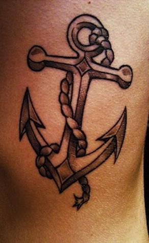 Dark Brown Anchor Pattern Tattoo