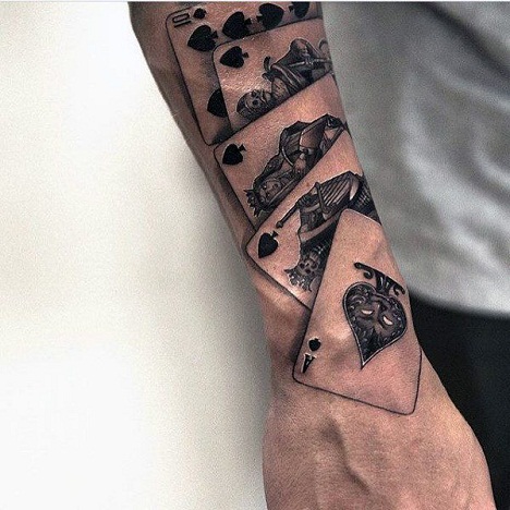 Five of Swords Tarot Card Arm Sleeve Tattoo by Natan Alexander 