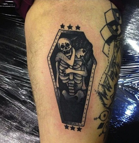 Devil coffin tattoo