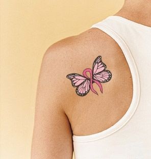 Dynamic Breast Cancer Tattoo Design