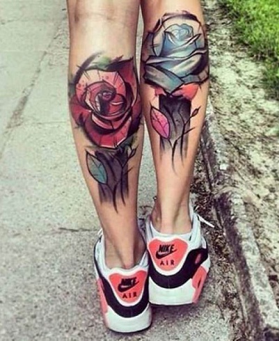 50 Leg Tattoo Designs for Women  Tatouages mollet Tatouage fleur colorée  Tatouage dentelle