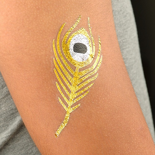 Gold Feather Tattoo