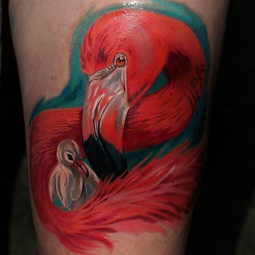 Heart Touching Flamingo Tattoo Design