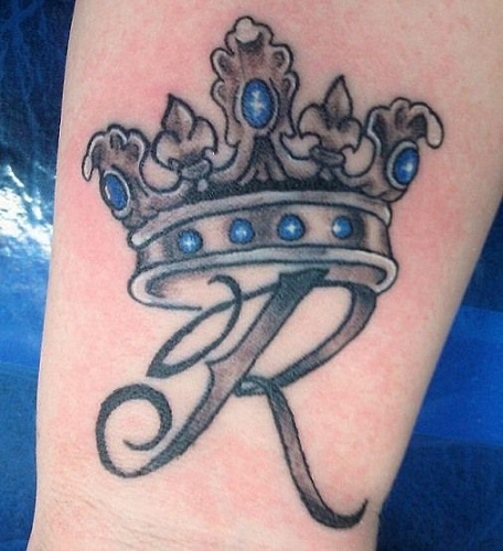 Crown With Initial Tattoo Design