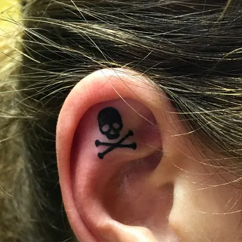 Mini Skull ear tattoo by CAMOSartTATTOO on DeviantArt