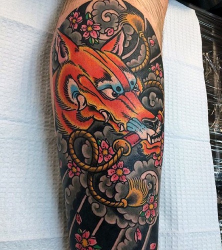 Japanese Fox Tattoo Design