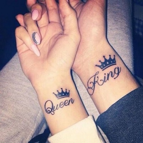 King & Queen Matching Tattoos for Couples