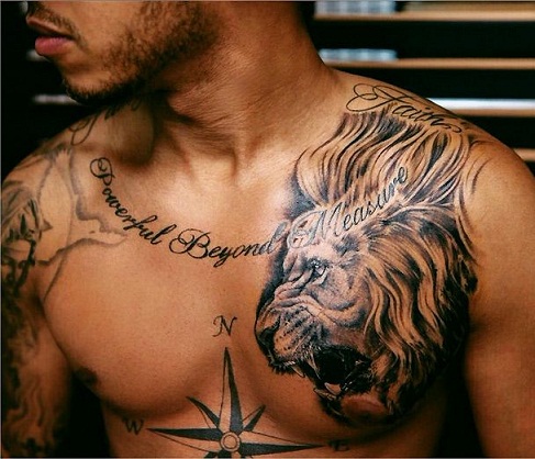 Lion Pattern Collarbone Tattoo Designs