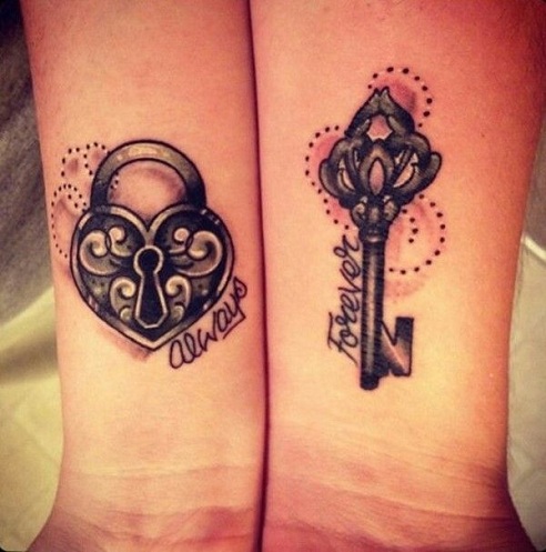 Lock & Key Couple Tattoo Design