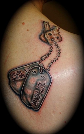 Lovely dog tag tattoo