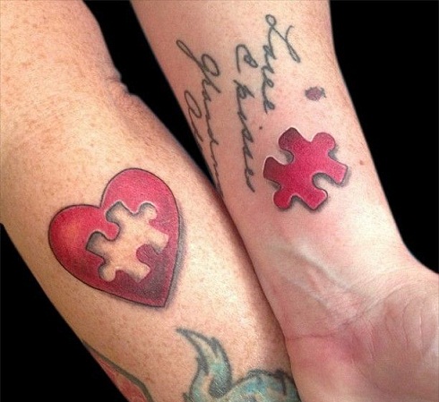 Made for each other red tattoo design