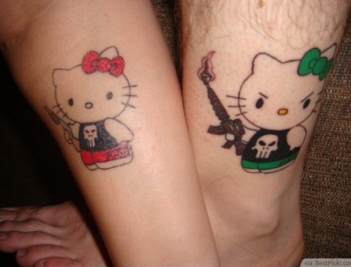Matching Kitty Couple Tattoo