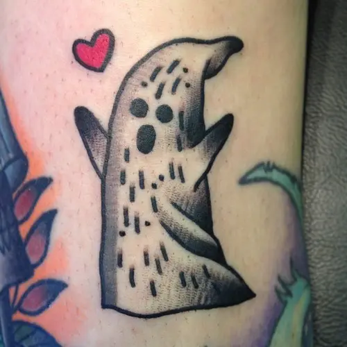 My Little Needle Tattoos on Instagram A little ghost friend created by  boxofguts just in time for spooky season tattoo tattoos ghost  ghosttattoo blackandgrey