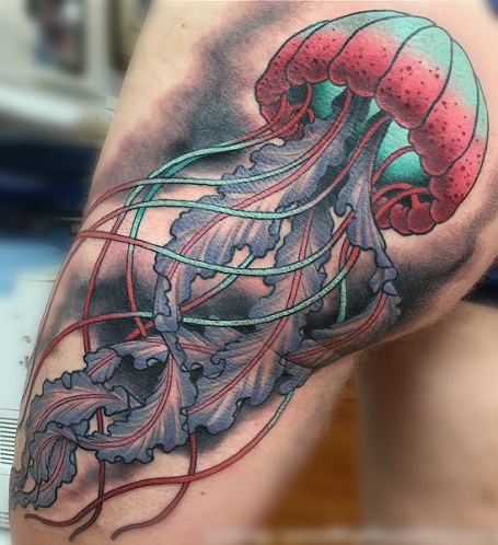 Neo Traditional Jellyfish Tattoo