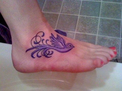 Purple dove structure tattoo