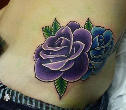 Beautiful 3D Purple Rose Tattoo