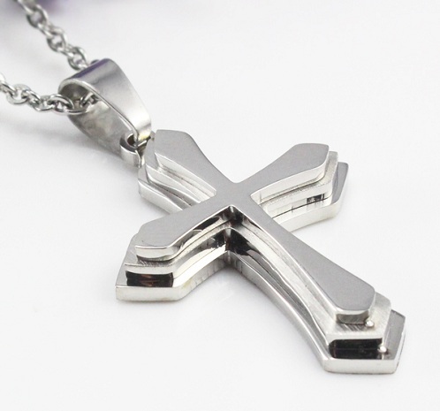 Simple Stainless Silver Cross Locket