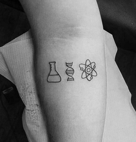 Small Chemical Beaker and DNA Tattoo Design