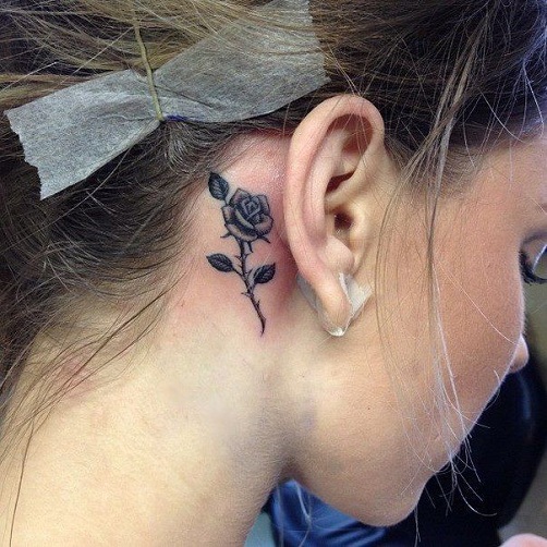 Small Flower Regular Ear Tattoo