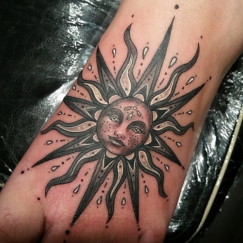 Sun-Single Pattern in Celestial Tattoos