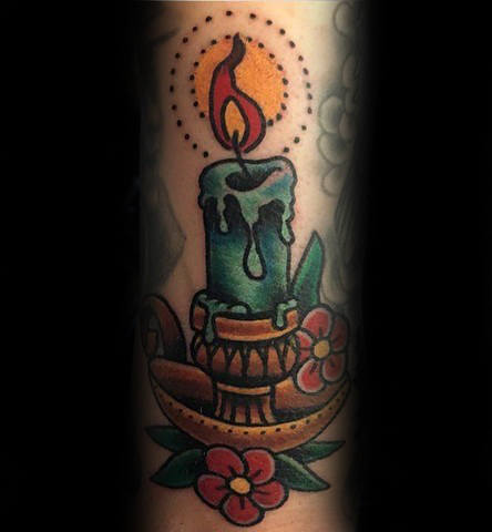 Traditional Candle Tattoos for Men
