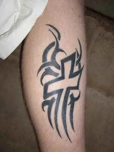 Arts Obscura  Tattoos  Body Part Calf  Black and grey celtic cross