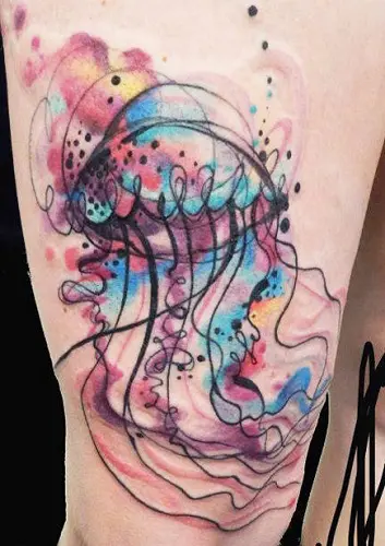Waterproof Temporary Tattoo Sticker Colorful Jellyfish Mermaid Flower Fake  Tatto Flash Tatoo Hand Leg Big Size Art for Women Men