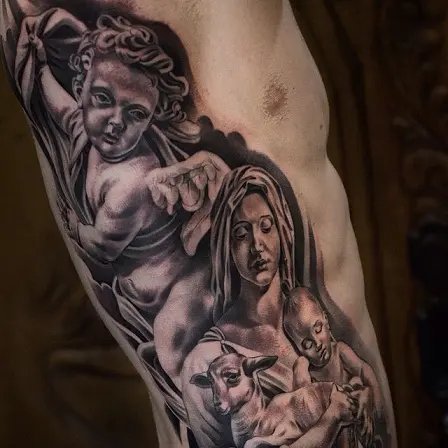 Virgin Mary and Baby Jesus by Big Gus TattooNOW