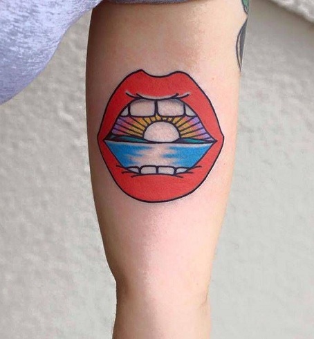 Amazing Open Mouth Tattoo Design