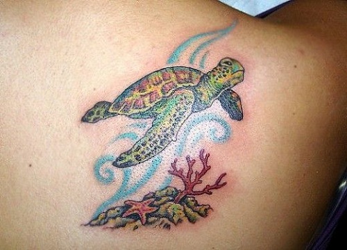 Attractive Turtle Ocean Tattoo Designs
