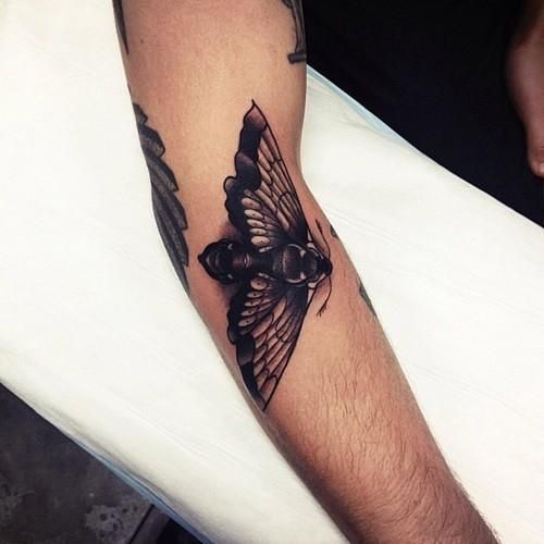 Black Ink Moth Tattoo Design