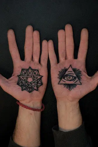 Allseeing eye tattoo on the palm  Tattoogridnet