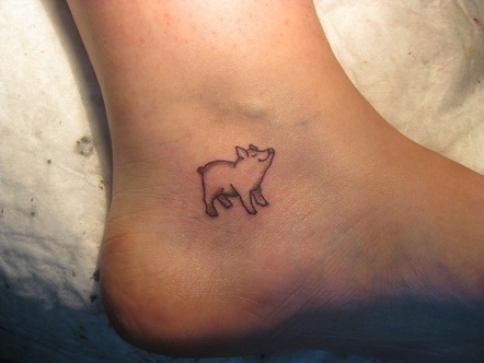 Cute small pig Tattoo