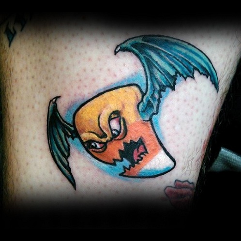 Flying Pumpkin Tattoo Design