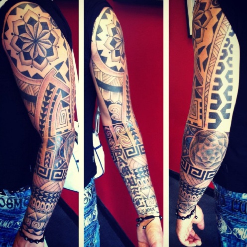 Full Arm Geometric Tattoo