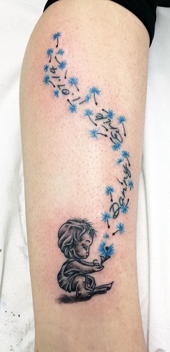 Half Sleeve Baby Dandelion Tattoo