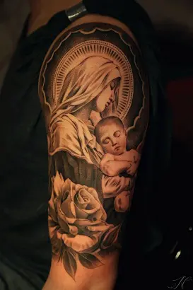 TODAY IS VENERATED VIRGIN MARY discover tattoos of Mother Mary  SANTIAGO  SPIRIT