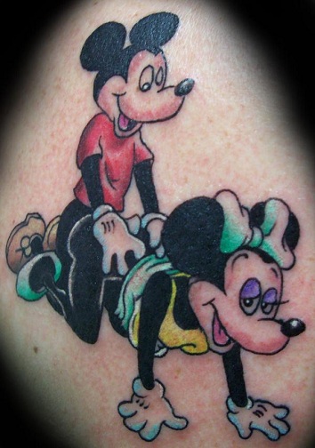 Hilarious Mickey and Minnie Tattoo Design